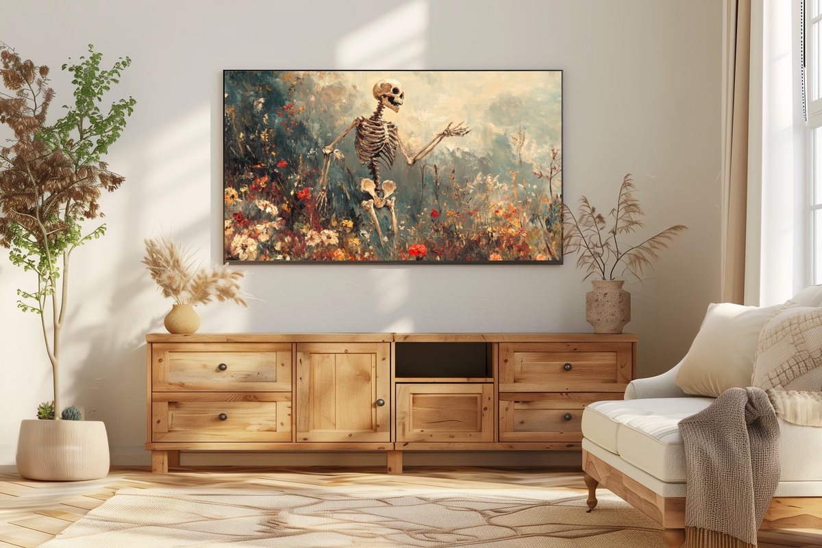 Autumn Skeleton Bloom Dance Halloween Frame TV Art
