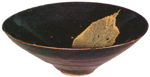 Jizhou Black-Glazed, Leaf-Decorated Tea Bowl, Song dynasty.