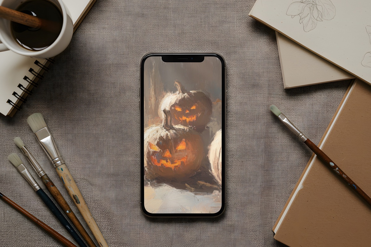 Glowing Jack-O-Lantern Whimsy Halloween iPhone Wallpaper