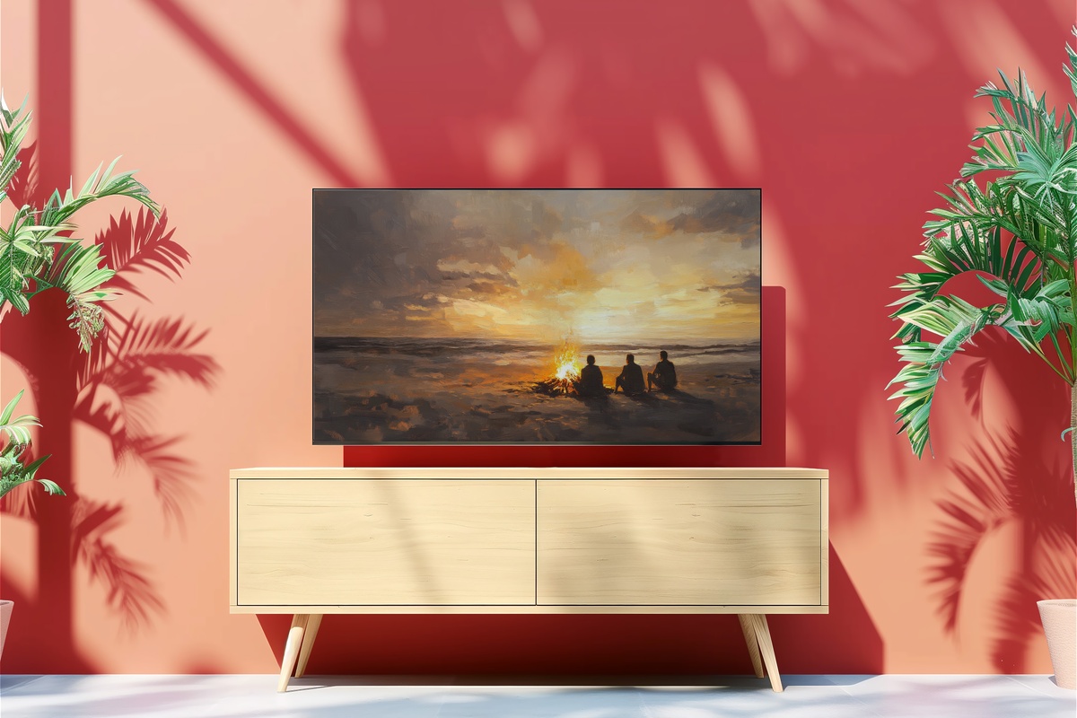Evening Bonfire Bliss Coastal Frame TV Art