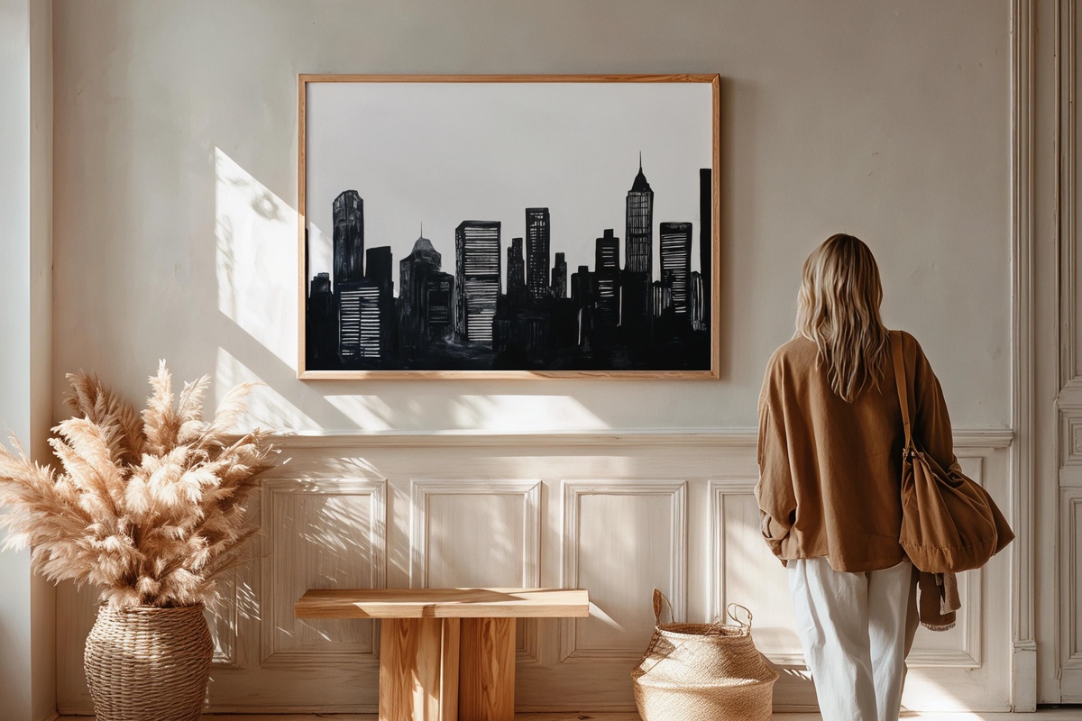 Urban Silhouette Dynamics Black and White Printable Wall Art