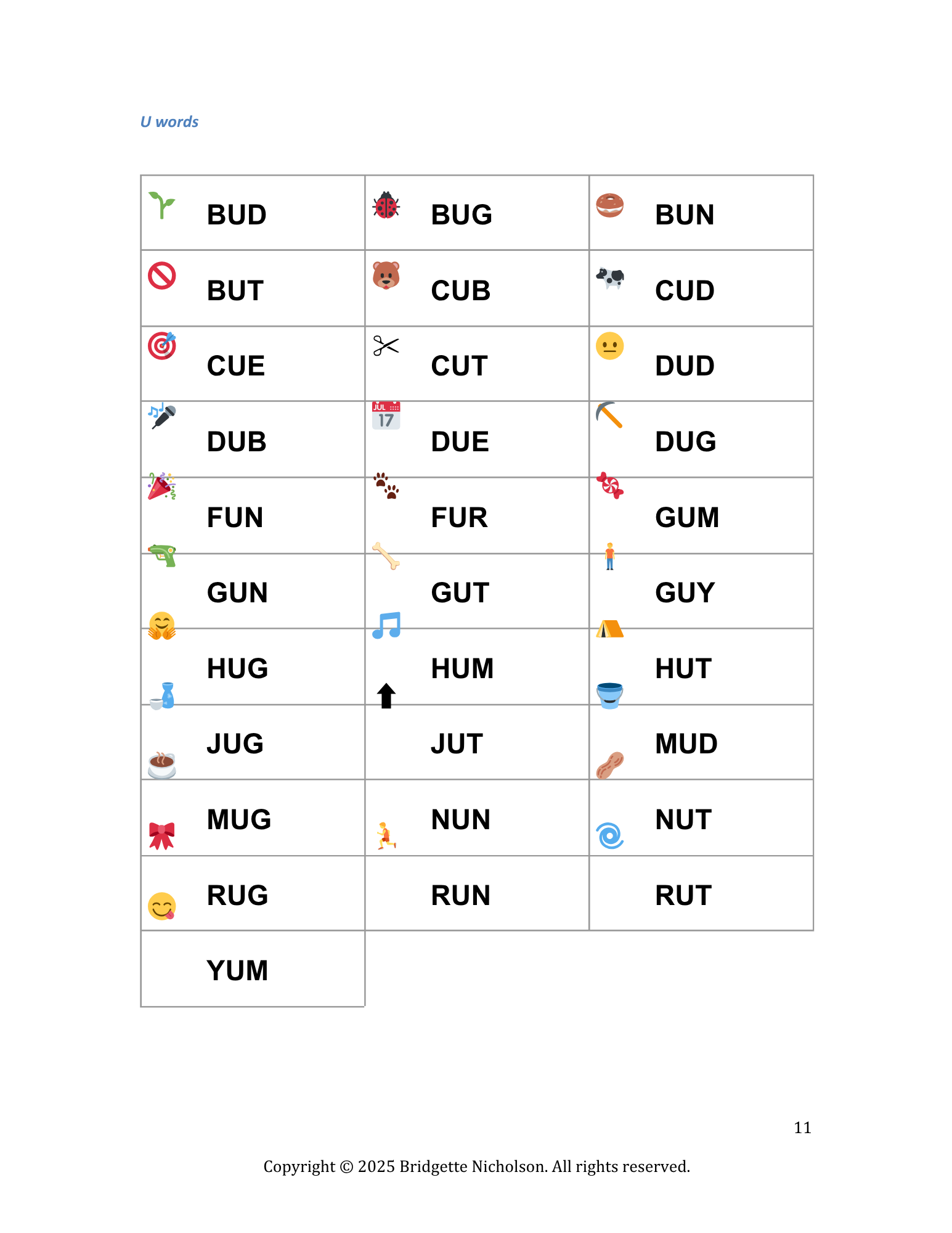 Word Lists Typing workbook page 11