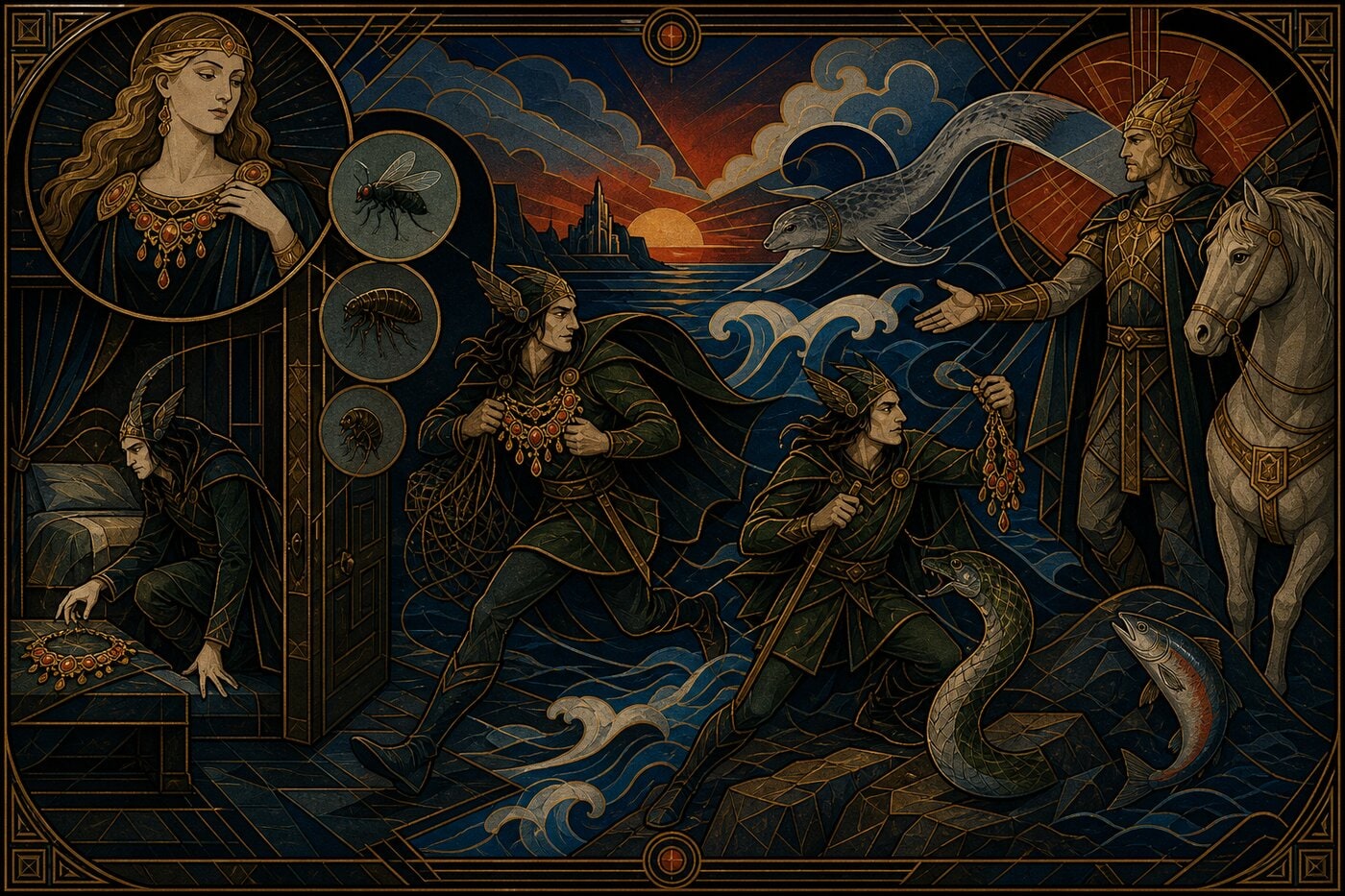 Original illustration for Loki Steals Brísingamen
