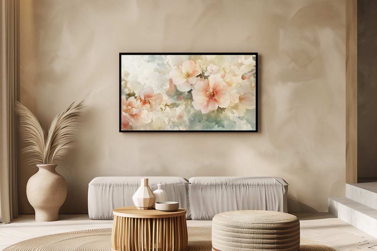 Pastel Garden Bloom Dance Floral Frame TV Art