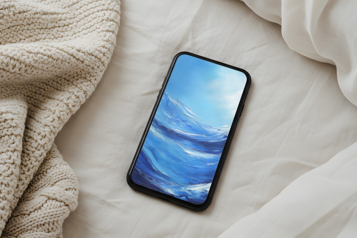 Blue Ocean Wave Elegance iPhone Wallpaper — fluid ocean blue modern abstract