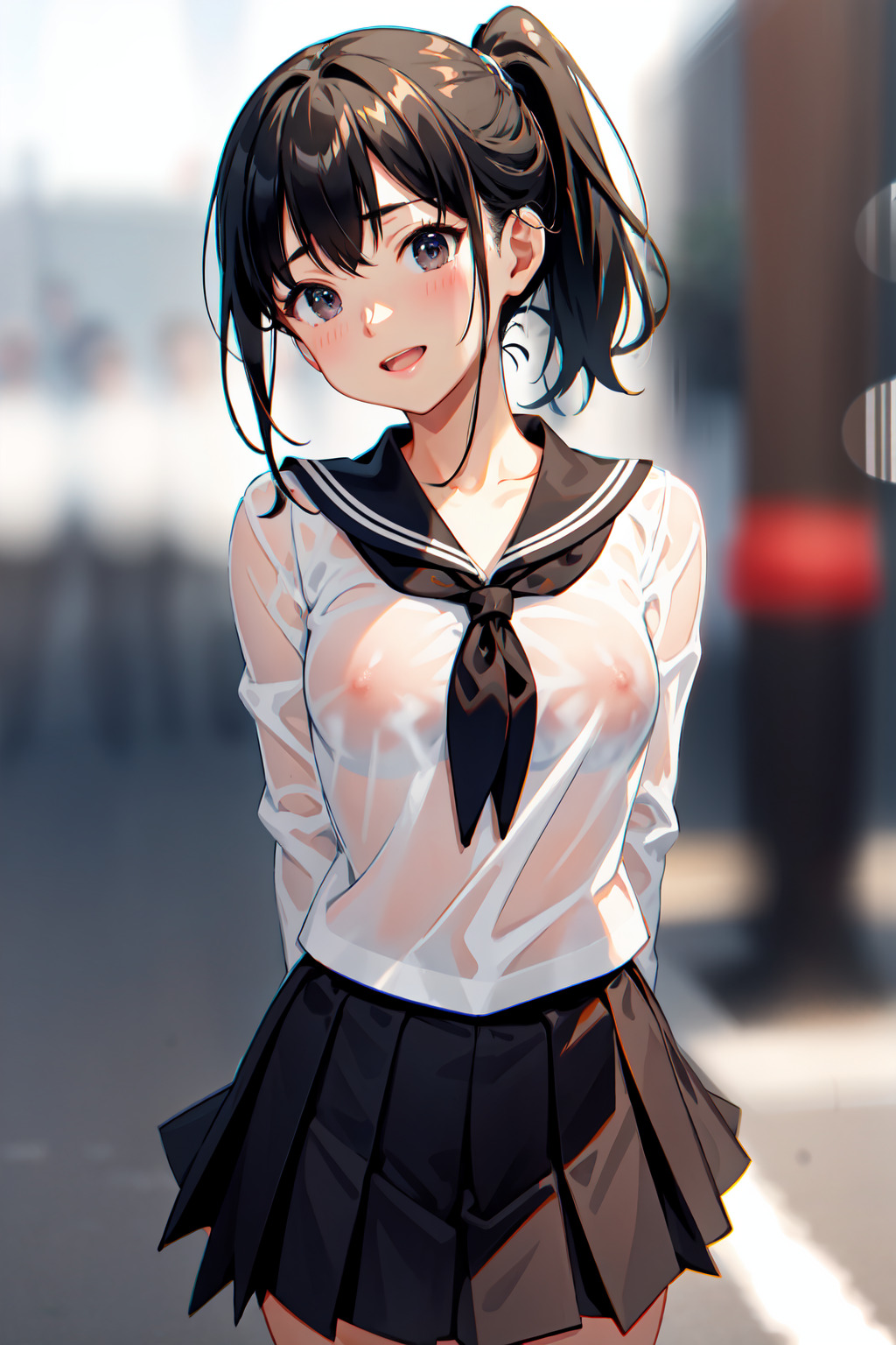 汗だく胸透け セーラー服少女 02 by ぷろでこ ProDeco with high school girl, sheer, breasts