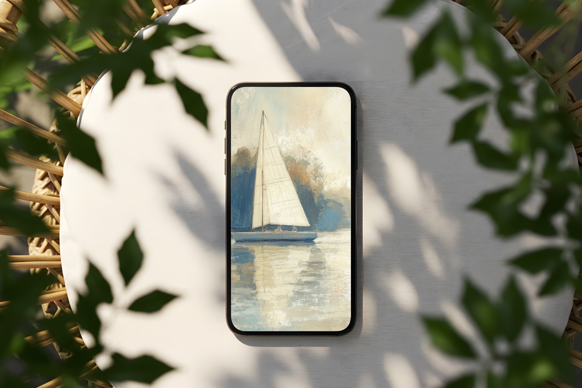 Serene Sailboat Tranquility Coastal iPhone Wallpaper