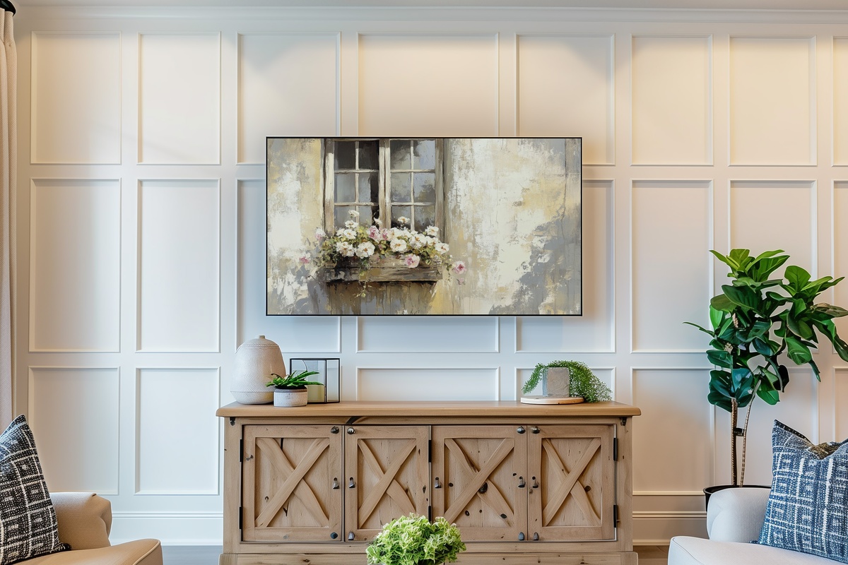 Blooming Farmhouse Window View Farmhouse Frame TV Art
