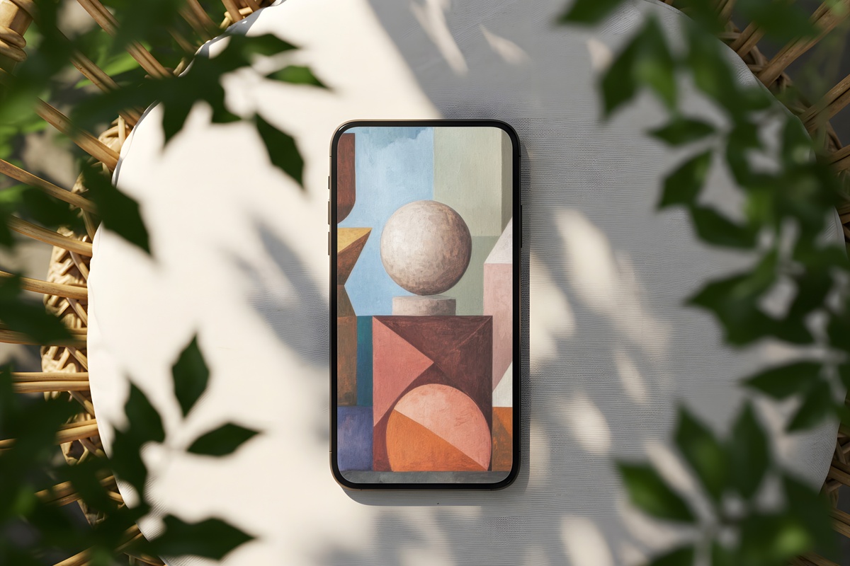 Geometric Clay Sculptures Boho iPhone Wallpaper