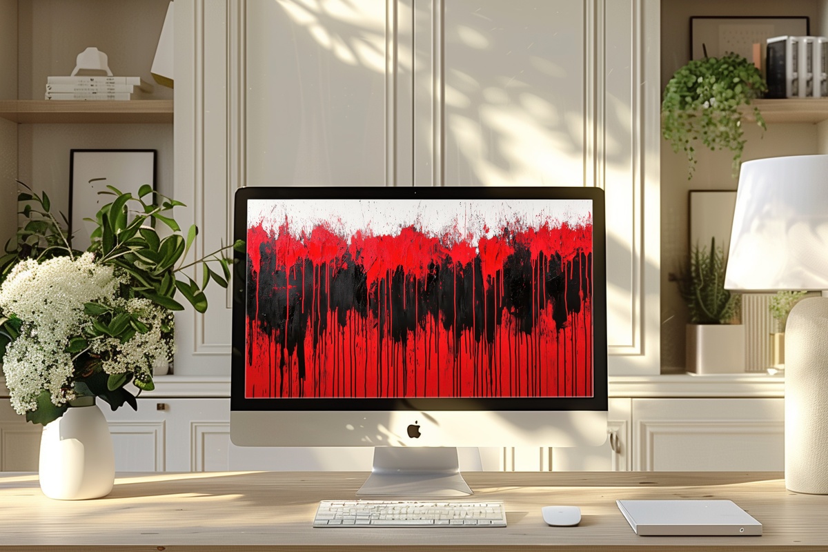 Vivid Red and Black Energy Desktop Wallpaper