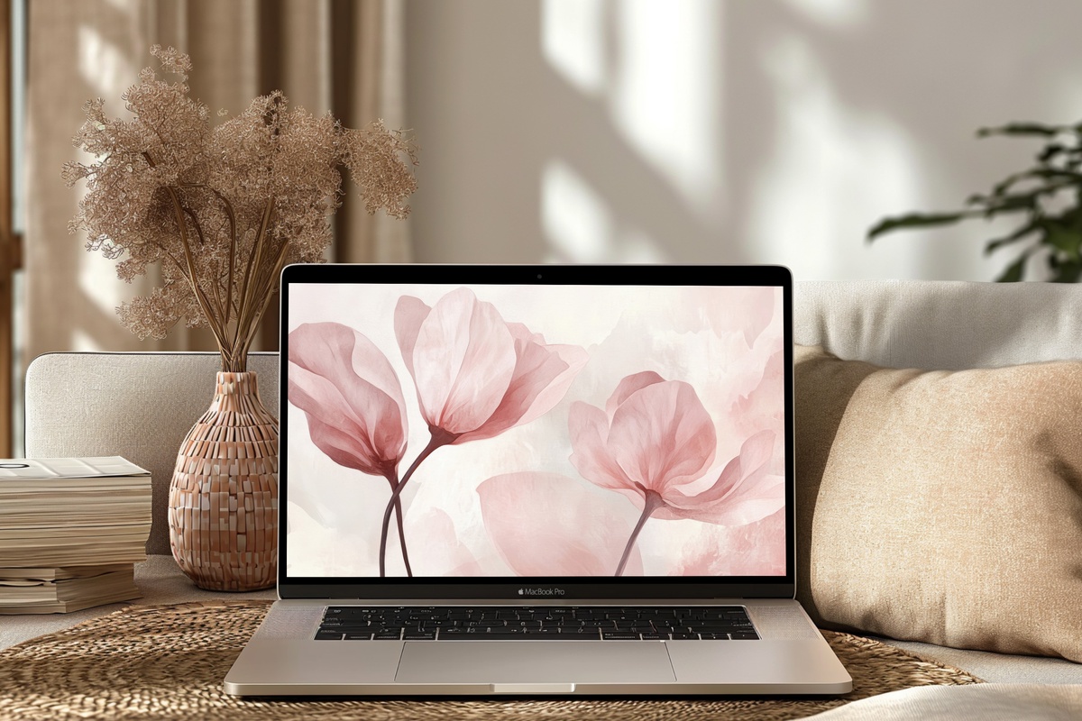 Blush Floral Modernion Desktop Wallpaper