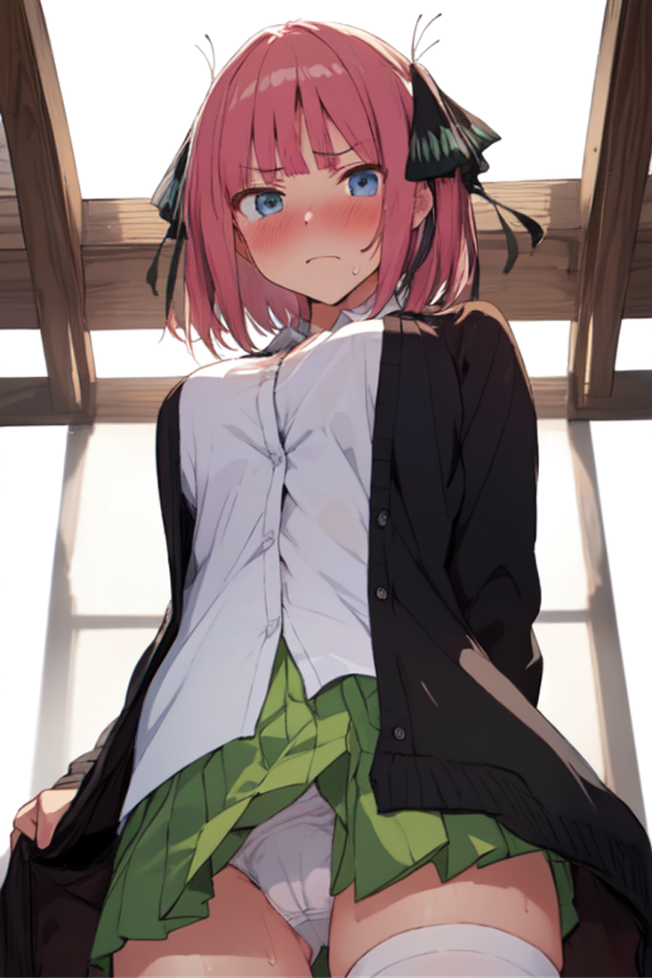二乃の蒸れパンチラ by Fetiniki with ai art, The Quintessential Quintuplets, stuffy, Nino Nakano, panchira