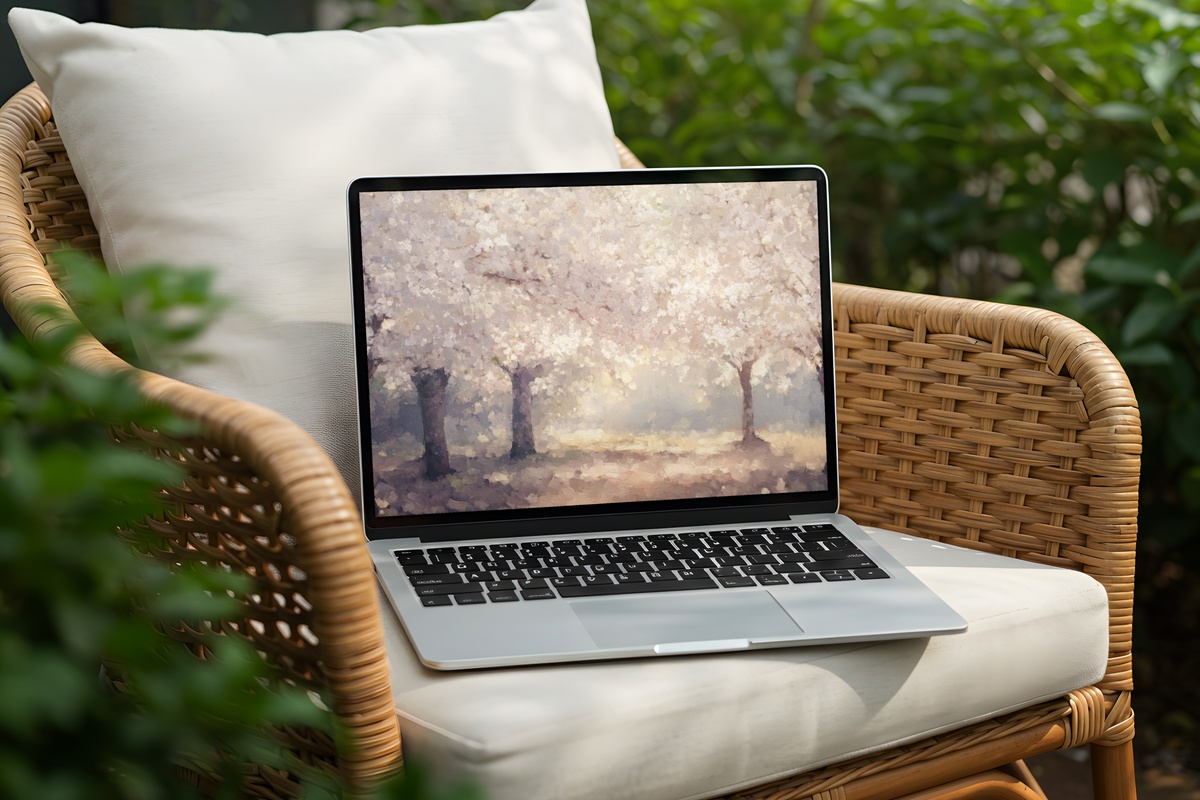 Cherry Blossoms Gentle Glow Summer Desktop Wallpaper