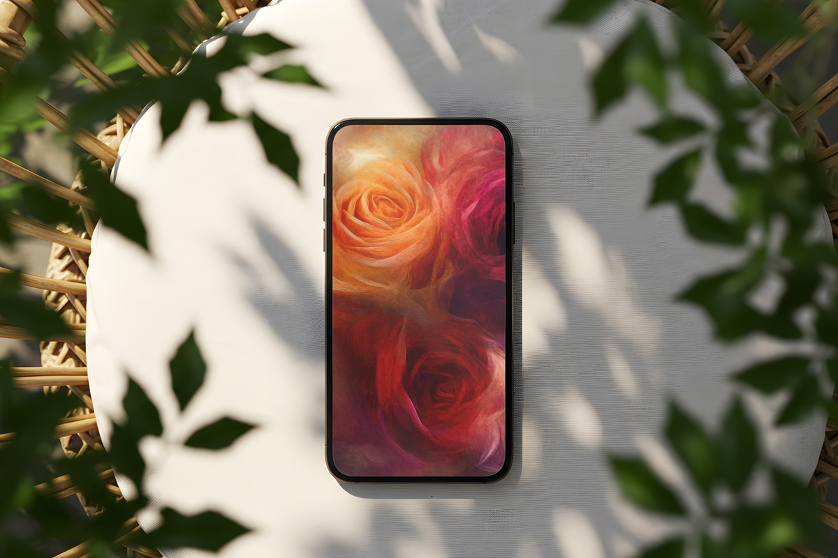 Expressive Rose Brushwork Floral iPhone Wallpaper