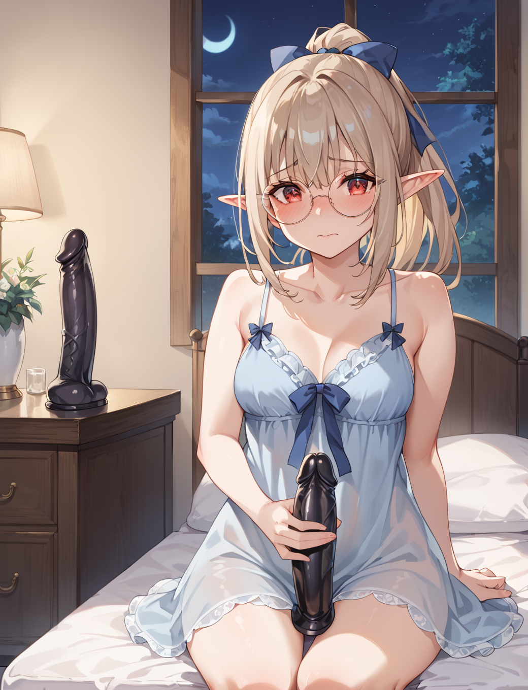 AI成形 眼鏡エルフ by こはく with girl, breasts, ai art, tentacle