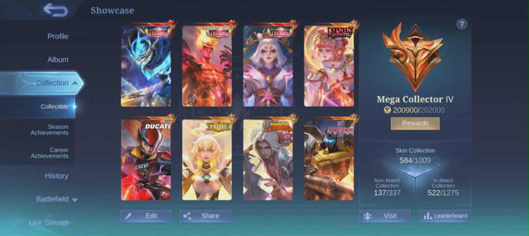 ML# 1 584 Skins 3 Legend(Gushion Valir Lunox) Angela Full Set(1left ...