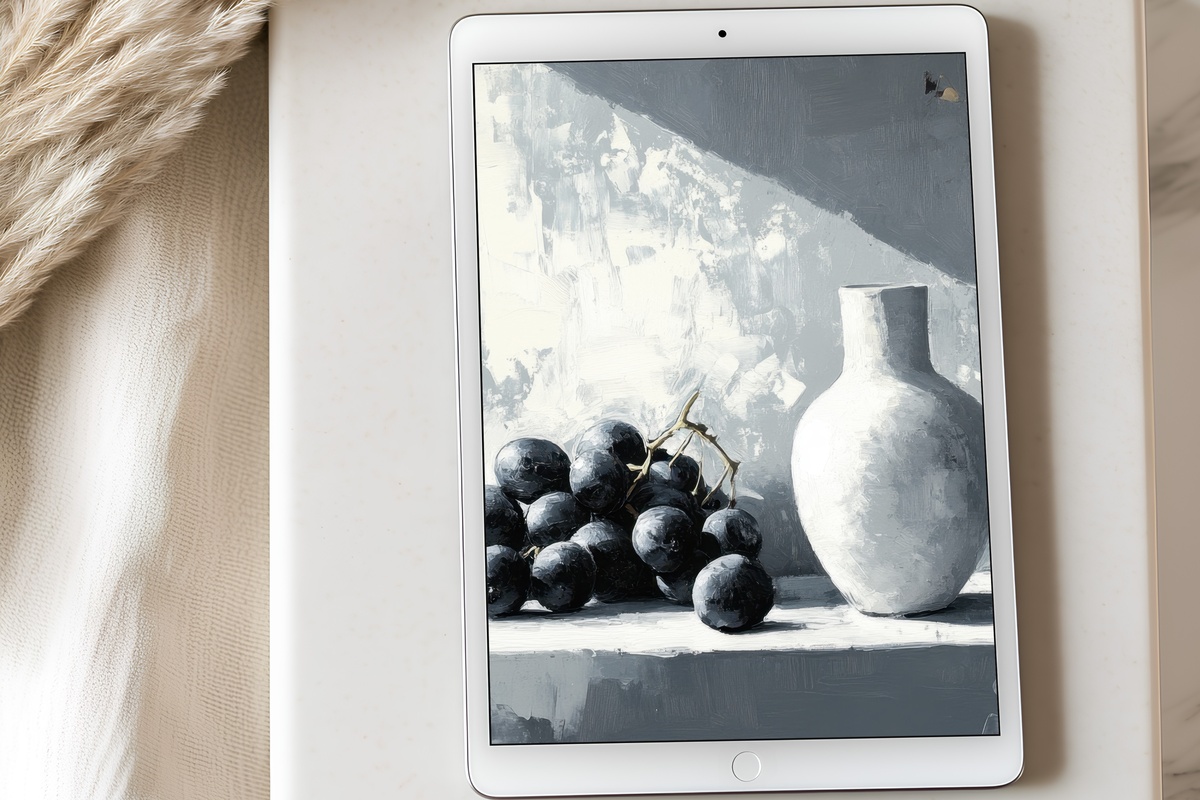 Timeless Silhouettes in Grayscale Elegance Neutral iPad Wallpaper