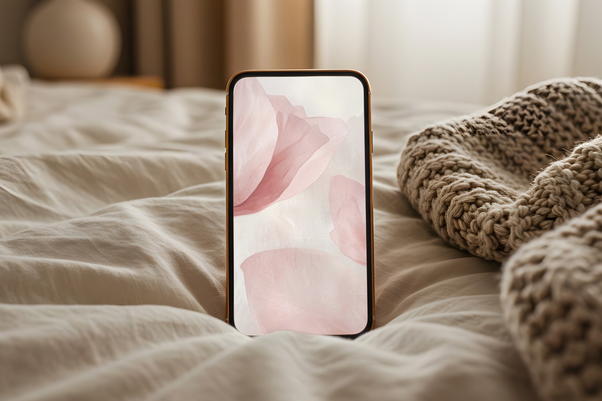 Blush Floral Modernion iPhone Wallpaper — subtle blush pink modern floral