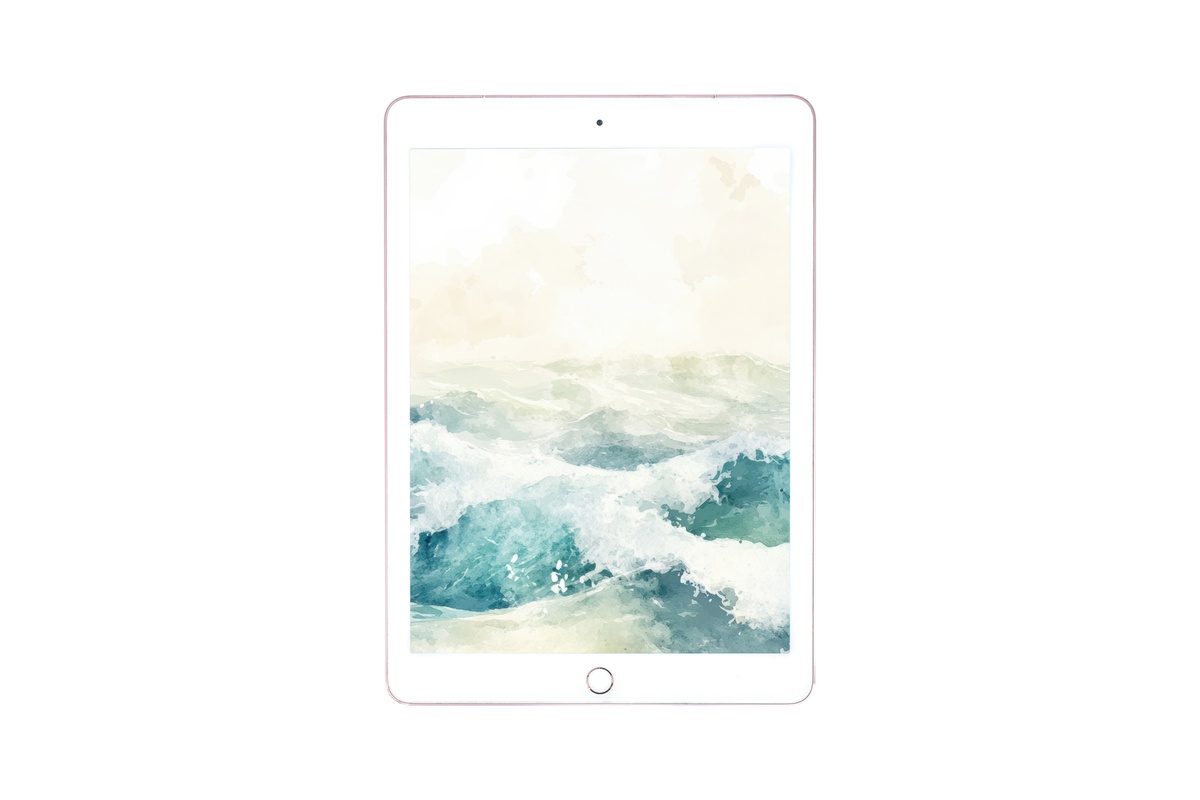 Ethereal Summer Surf iPad Wallpaper in serene layered blues