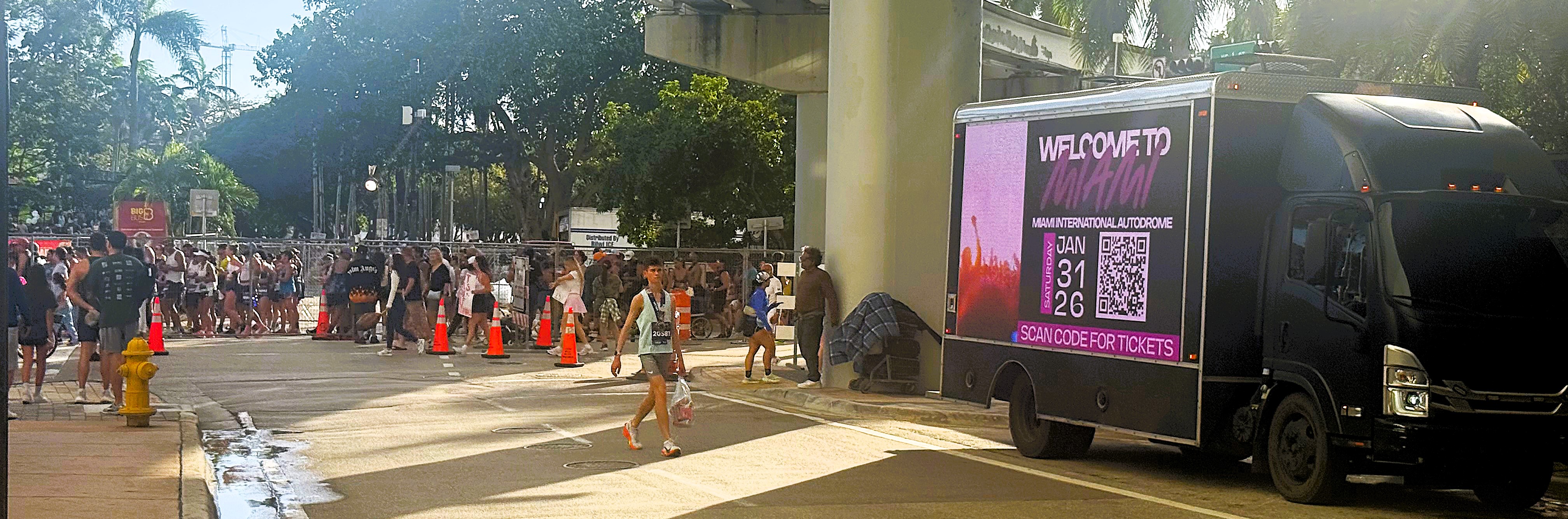 Digital billboard truck in high traffic Miami area