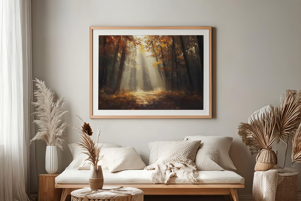 Sunlit Forest Whispers Fall Printable Wall Art