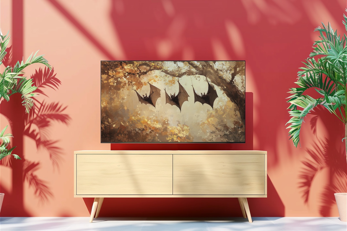 Harmonious Bat Rest Halloween Frame TV Art
