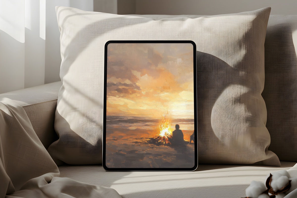 Evening Bonfire Bliss Coastal iPad Wallpaper