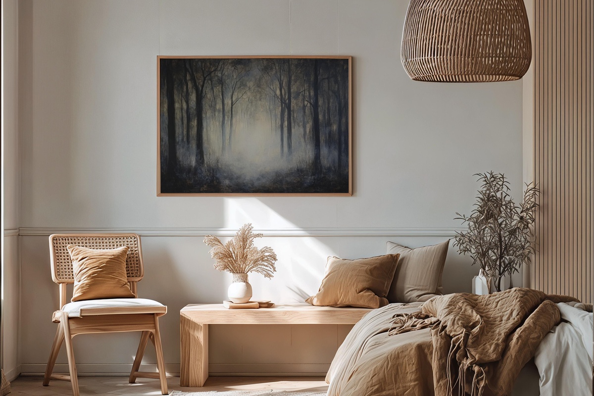 Impressionist Foggy Woodland Halloween Printable Wall Art
