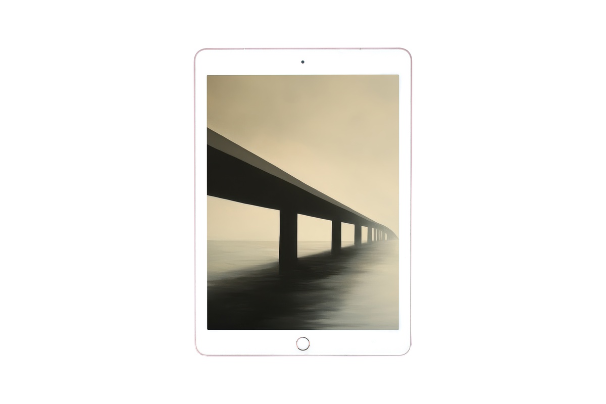 Minimalist Bridge Silhouette iPad wallpaper in charcoal tones