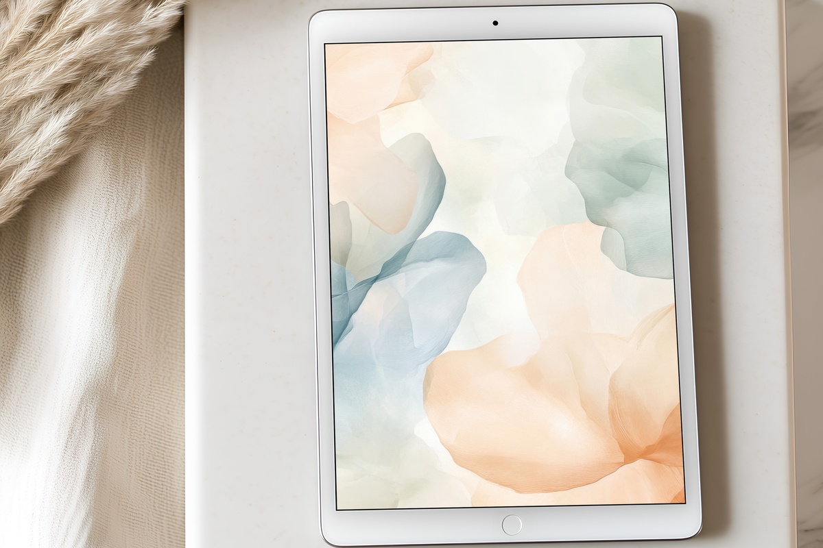 Floral Fluidity in Serenity iPad Wallpaper — soft pastel florals on a gentle background