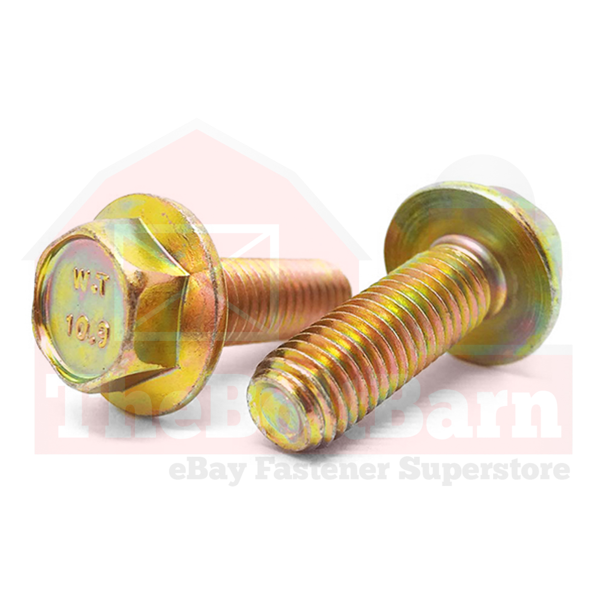 Tornillos de brida hexagonal M12-1.75 clase 10.9 pernos de marco zinc amarillo (elige longitud y cantidad) - Imagen 2 de 12