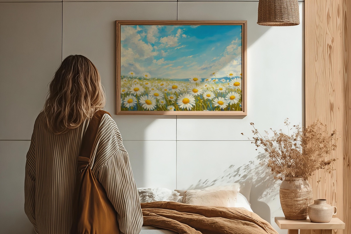 Serene Sky Daisies Whisper Floral Printable Wall Art