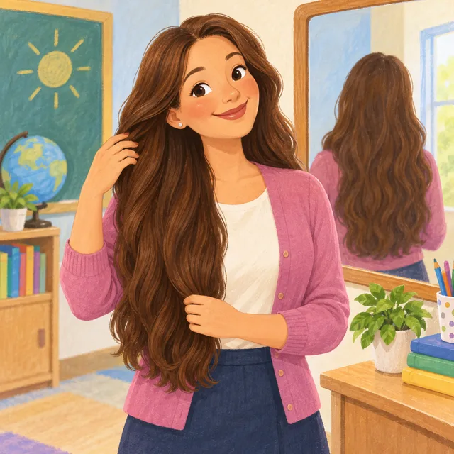 Scene: My hair is long.