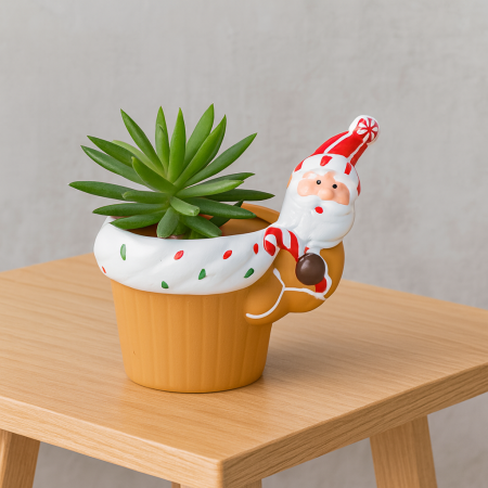 Mini macetero navideño cerámica, 10x7.5cm