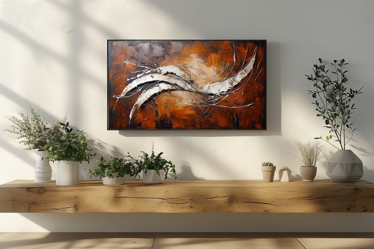 Textural Line Harmony Modern Frame TV Art