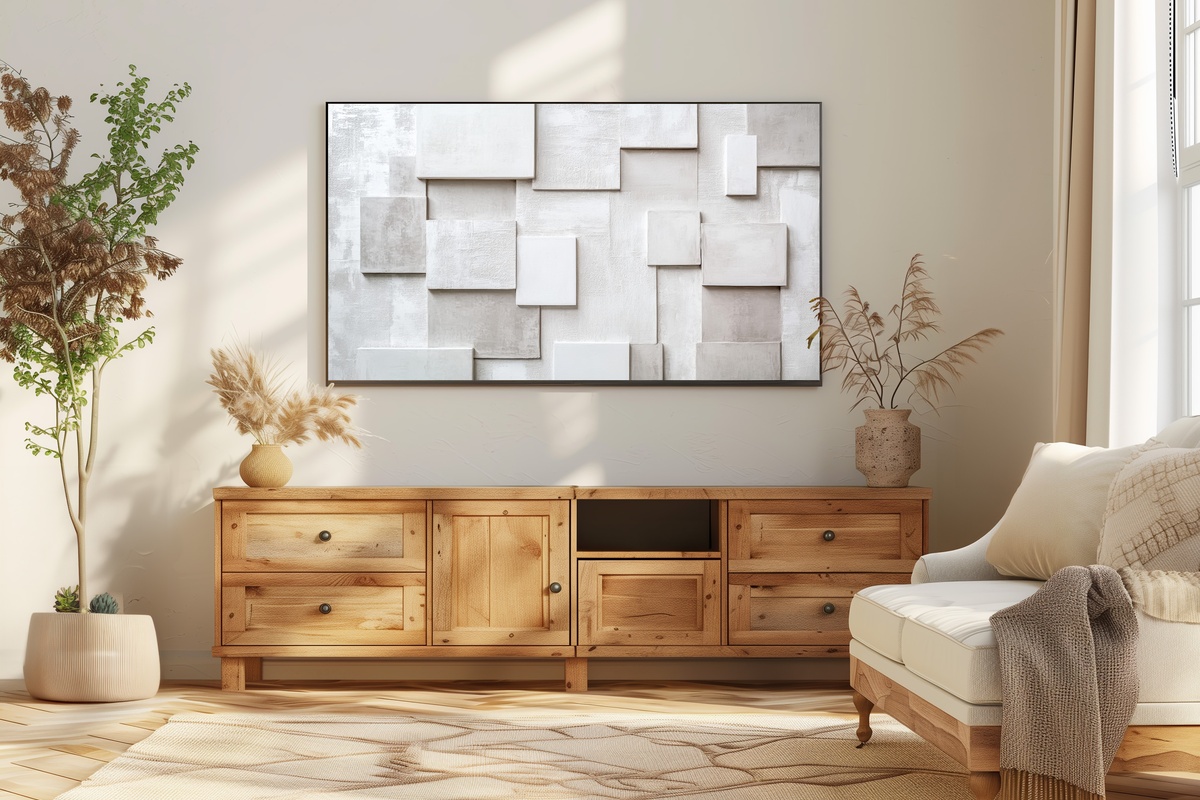 Rectangles of Somber Elegance Neutral Frame TV Art