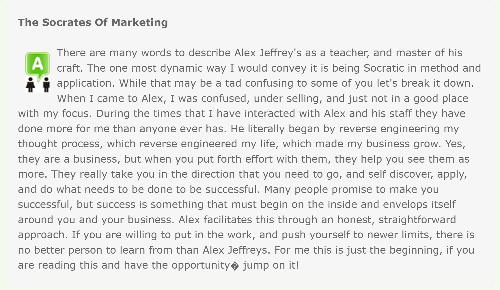 Written testimonial 8