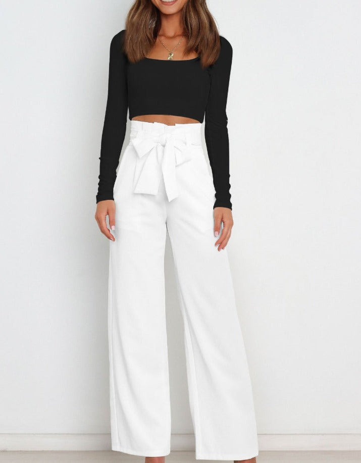 Lavisa - Women's High Waisted Wide Leg Trousers