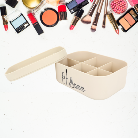 Organizador multifuncional beige, 7 x 15.5cm, plástico
