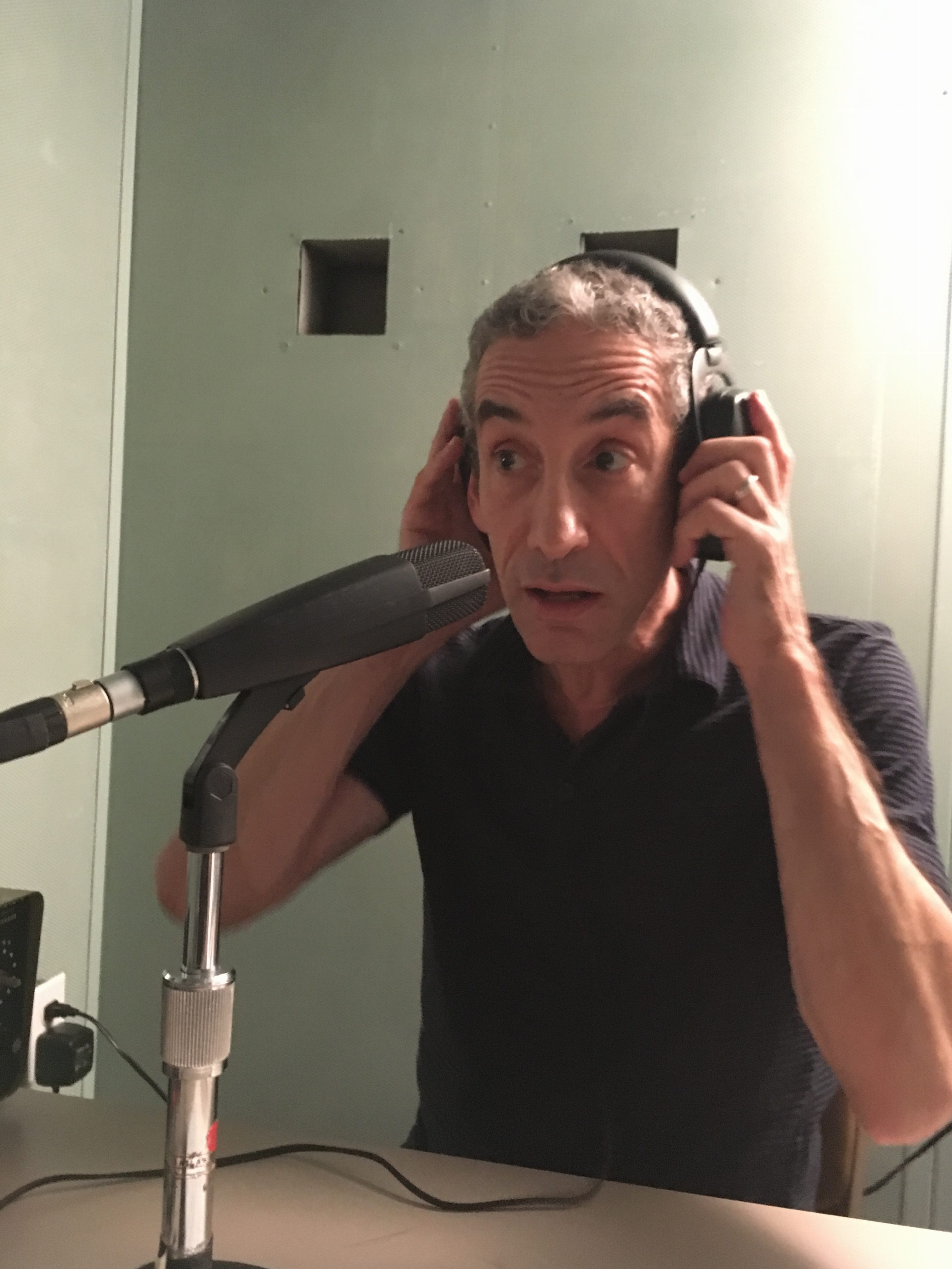 Douglas Rushkoff with headphones