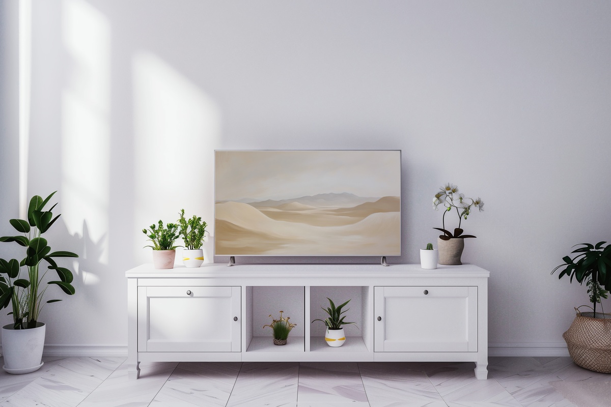 Sands of Tranquil Beige Neutral Frame TV Art