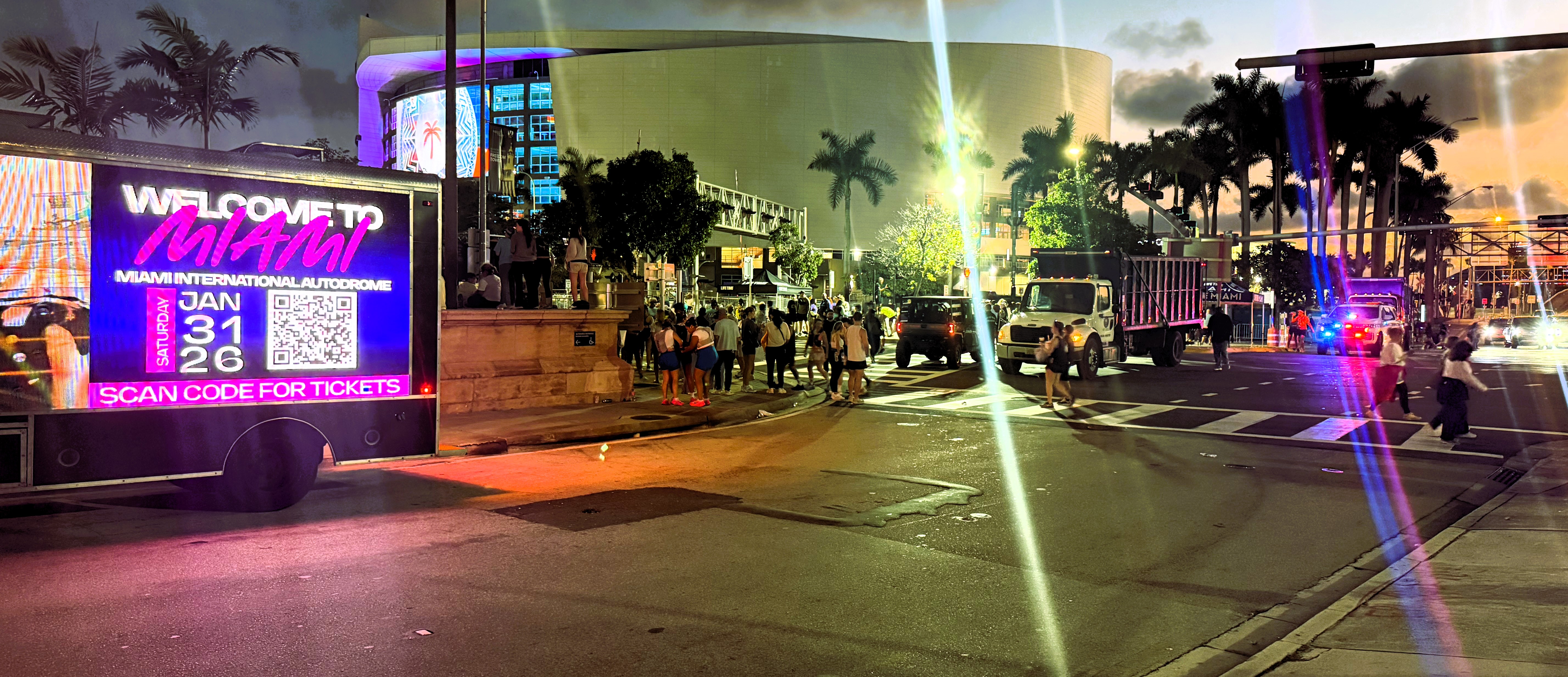 LED billboard truck Miami race advertising proof