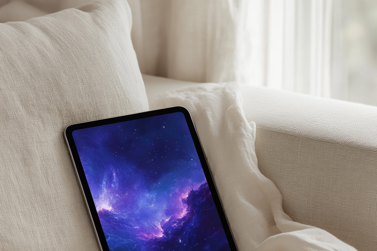 Night Sky Depth and Wonder modern iPad wallpaper in celestial indigo and violet