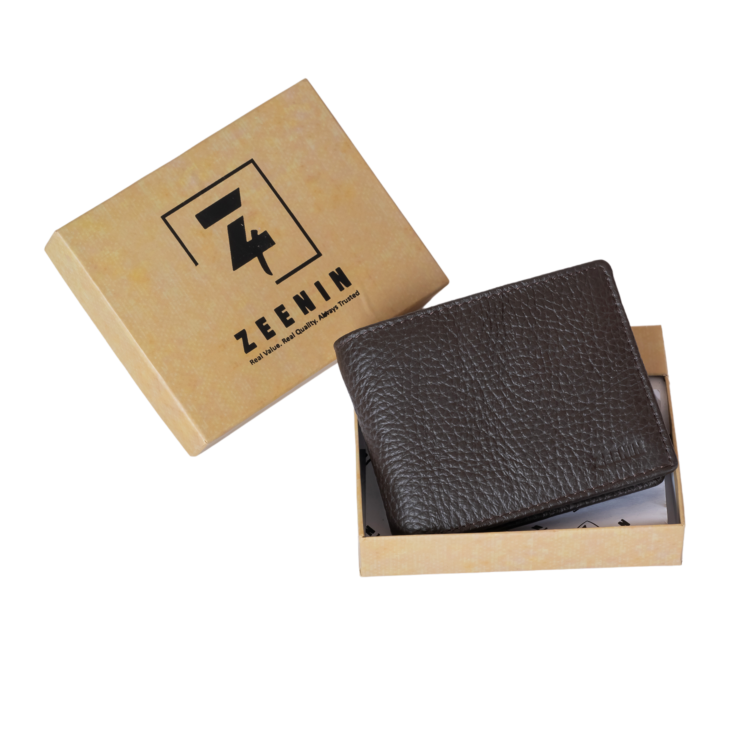 Zeenin Pure Genuine Premium Nappa Leather Handmade Slim Trifold Men’s Wallet with 6 Credit Card slots