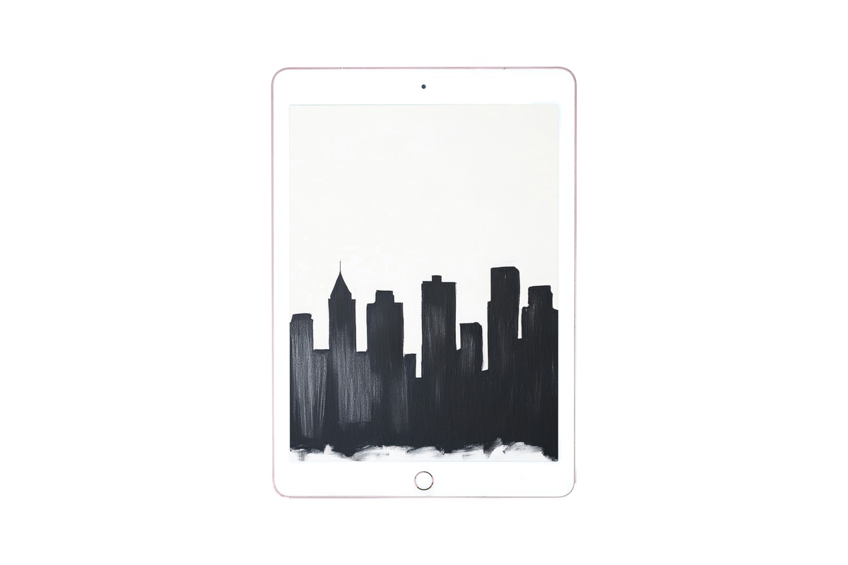 Dynamic City Silhouette Black and White iPad Wallpaper