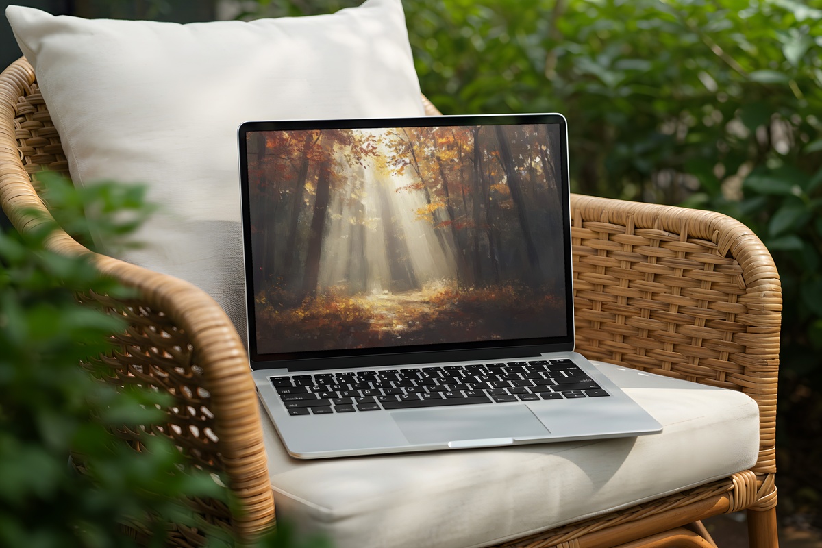 Sunlit Forest Whispers Fall Desktop Wallpaper