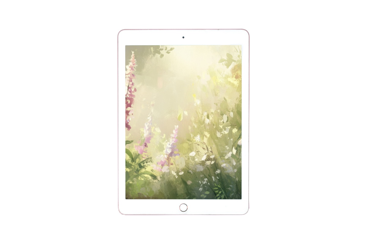 Wildflower Sunlit Harmony iPad Wallpaper - serene pastel wildflower digital background