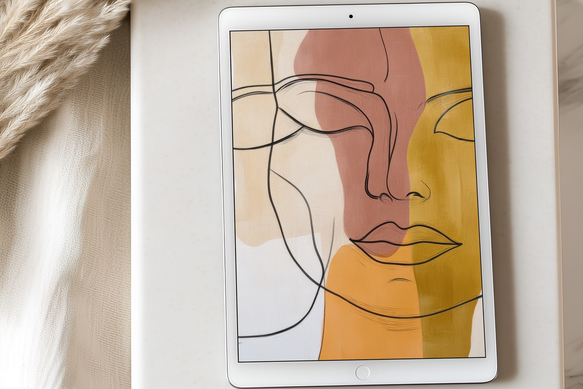 Curved Face Minimalism minimalist iPad wallpaper in soft neutral hues