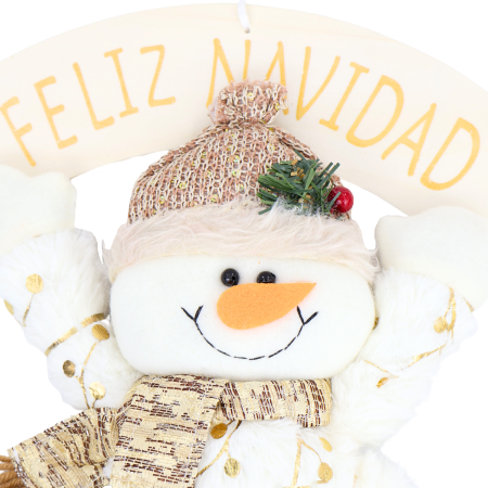 Colgante navideño muñeco de nieve, 32cm, tela/madera