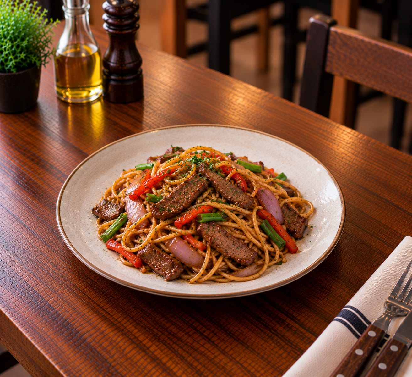 Tallarin Saltado de Ave o Carne